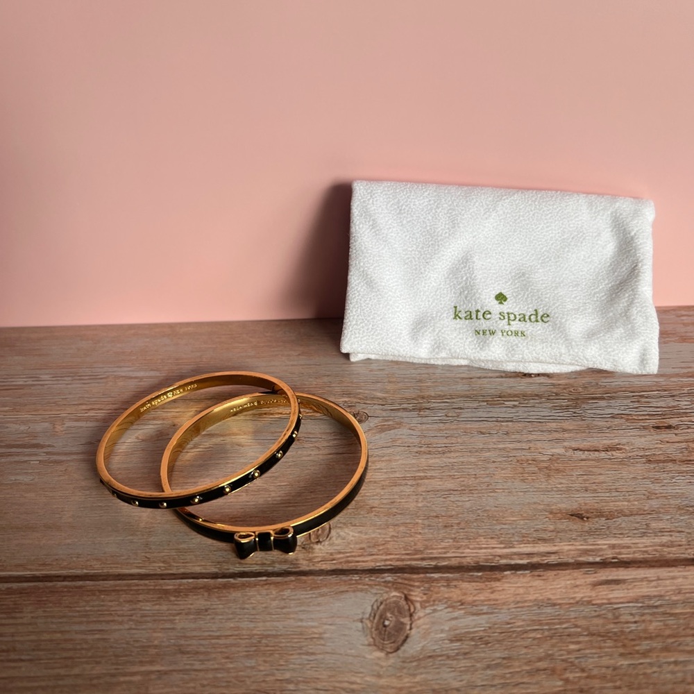 Kate Spade Gold and Black Bangle Set